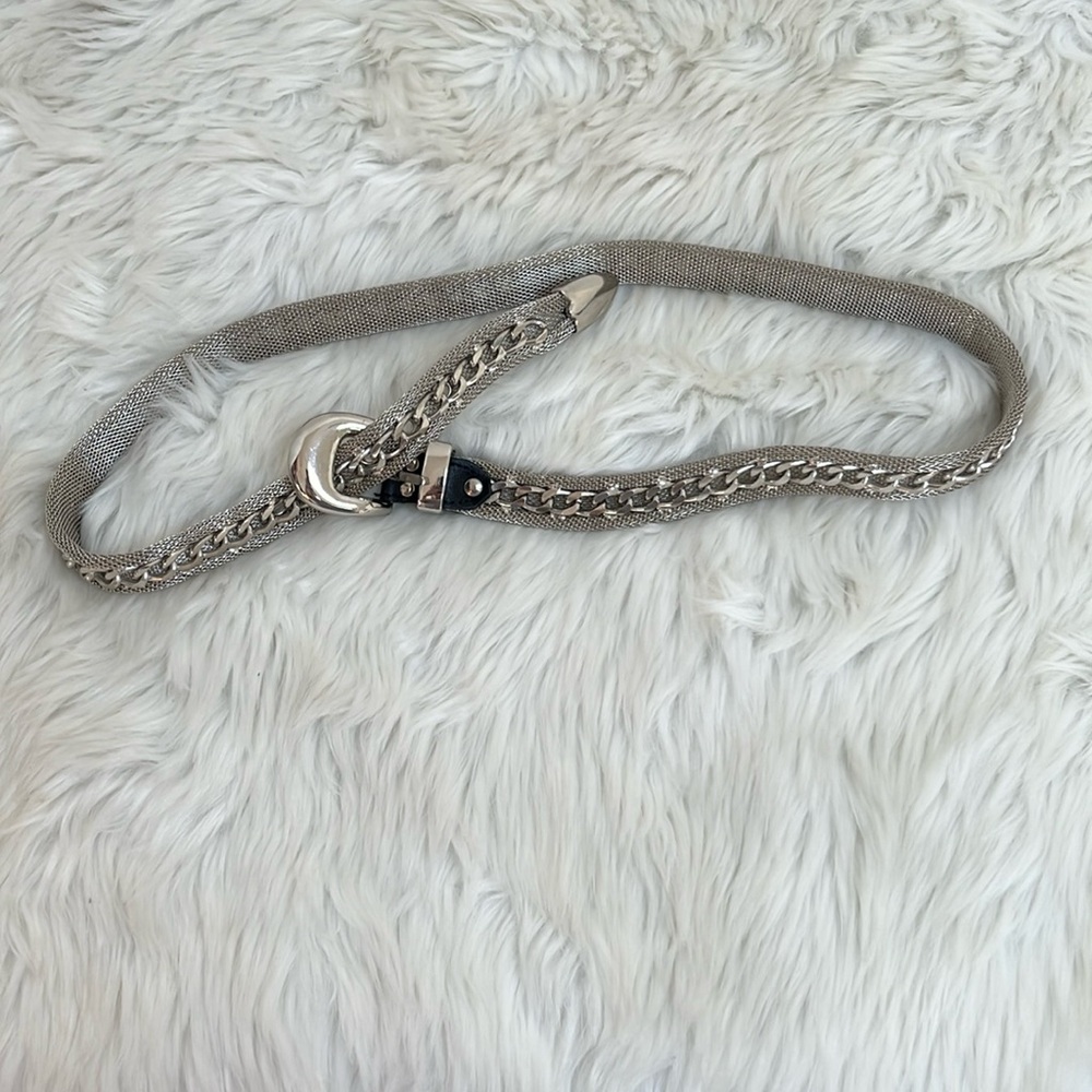 Vintage Silver Metal Belt Buckle Mesh Women Size M/L - Picture 1 of 10